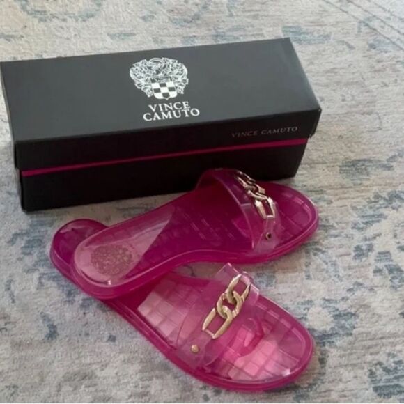 New! Vince Camuto *Barbie* Magenta Berry Sz 9 Translucent Jelly Sandal - Picture 1 of 4